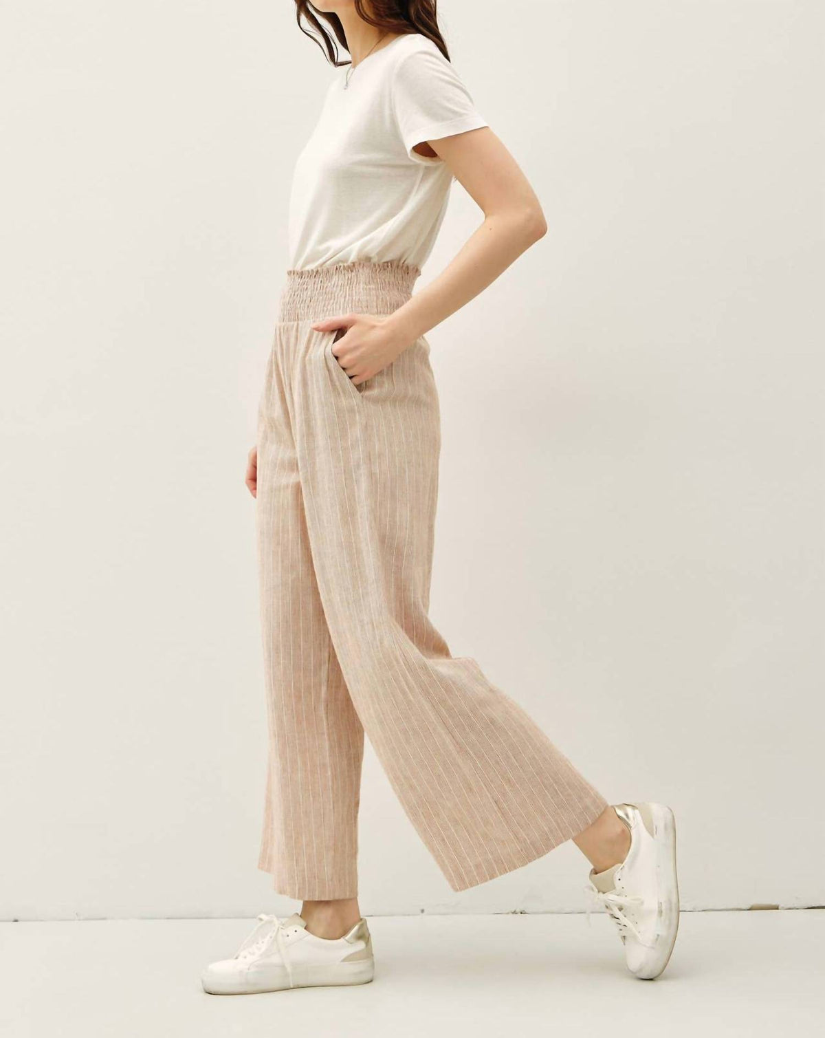 Be Cool - Striped Linen Blend Wide Leg Pants