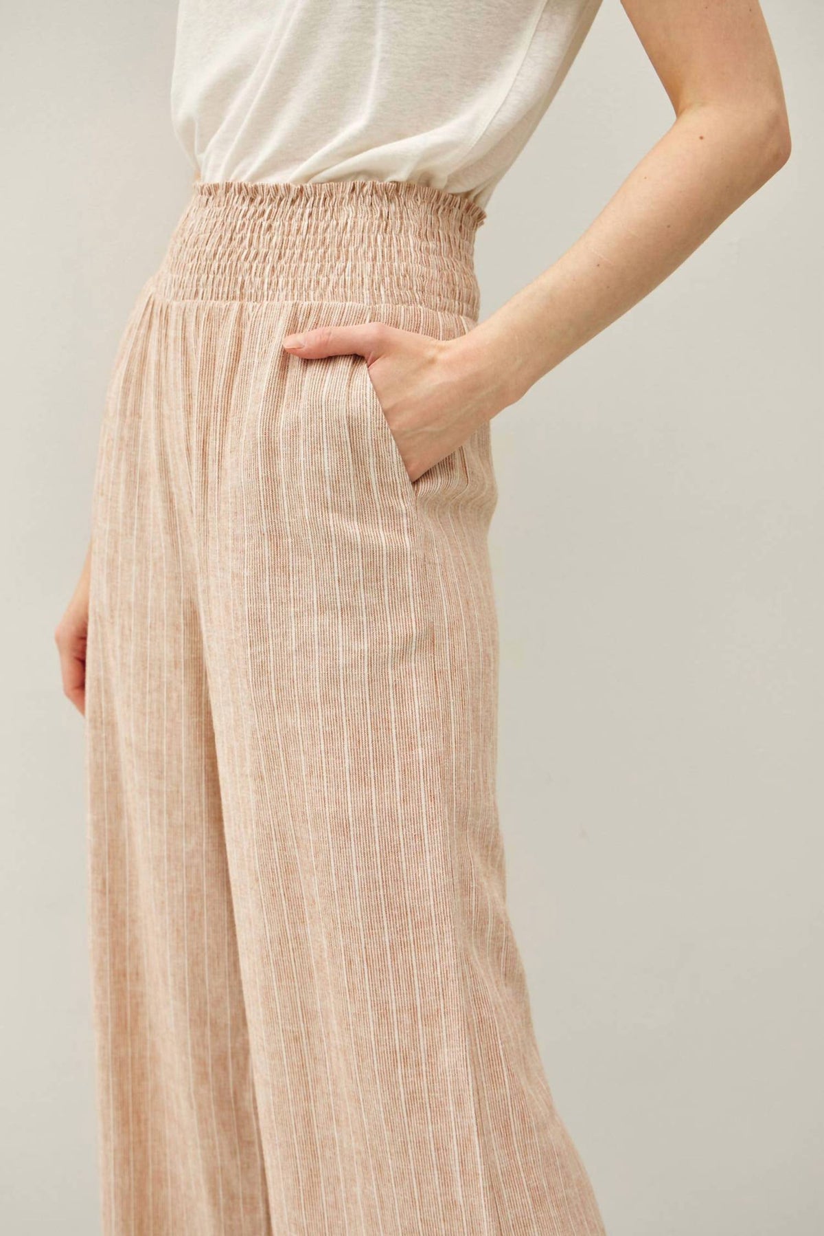 Be Cool - Striped Linen Blend Wide Leg Pants