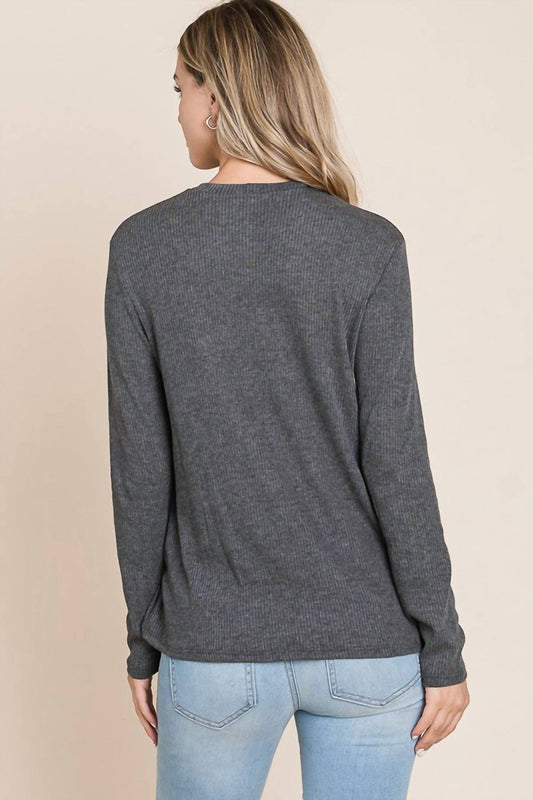 Bombom - Relaxed Fit Crew NeckLong Sleeve Top