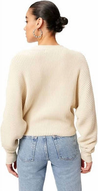 GOOD AMERICAN V-Neck Slouchy Cardigan Sweater in ivory - women's sweater - alternate view
