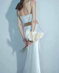 Aiifos Linda Slip Skirt in metallic white - women's skirt - detail view