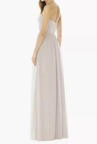 Dessy - Strapless Draped Bodice Maxi Dress With Front Slits