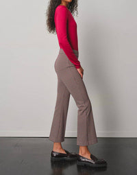 Avenue Montaigne Leo Flare Cut Pants in houndstooth plaid - women's pants - detail view