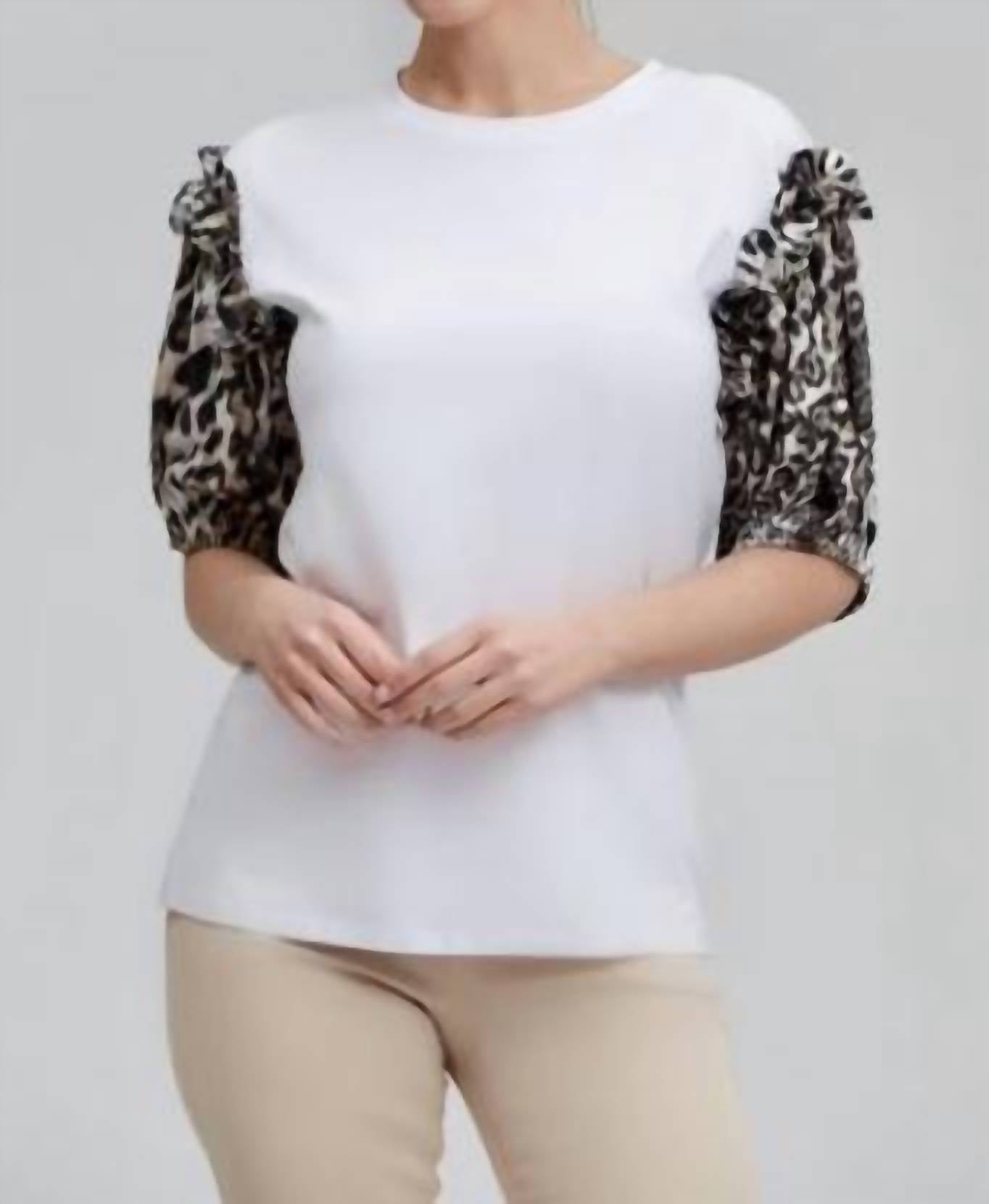 Alberto Makali - Tee with Animal Print Sleeves