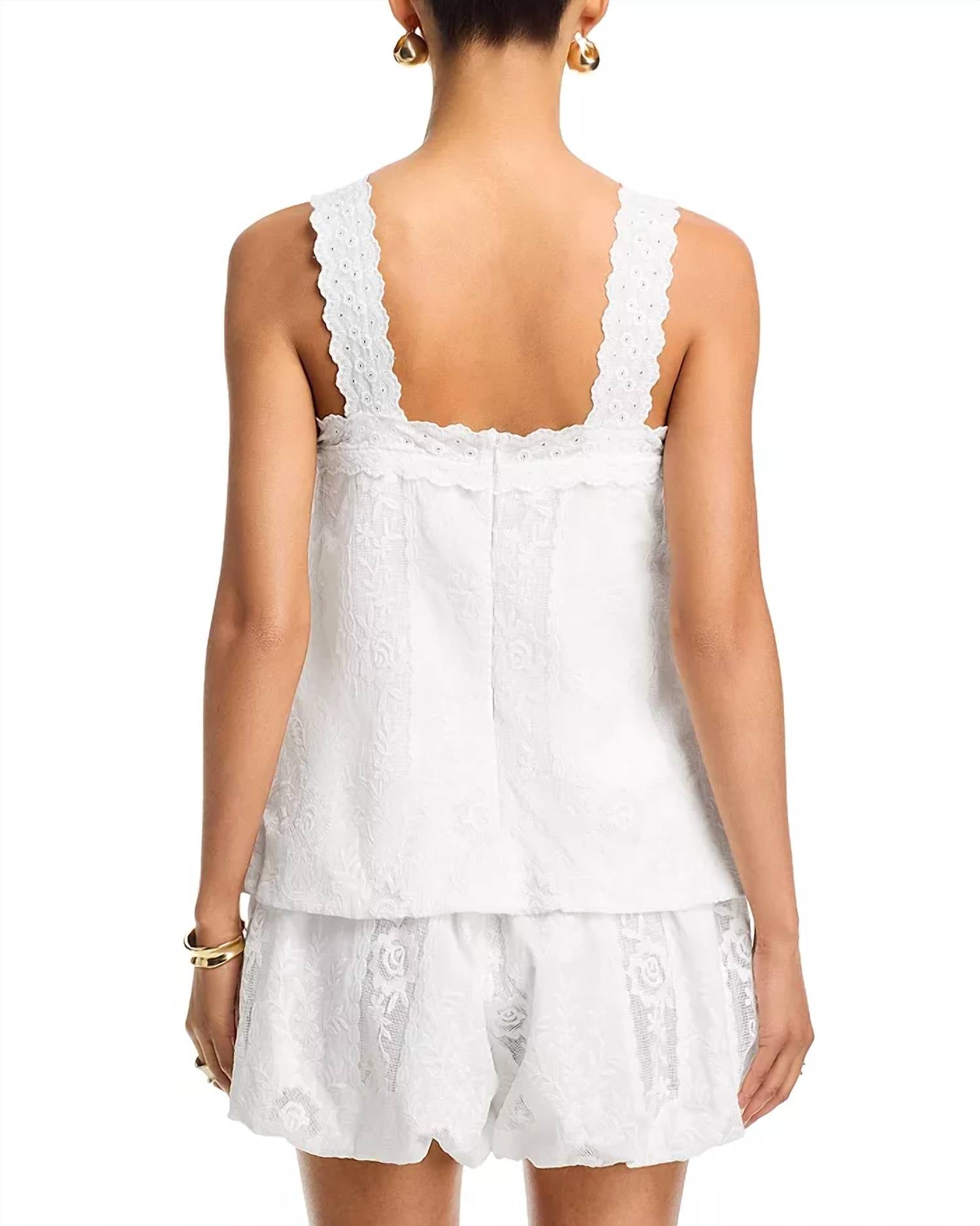 Line And Dot - Layered Lace Romper