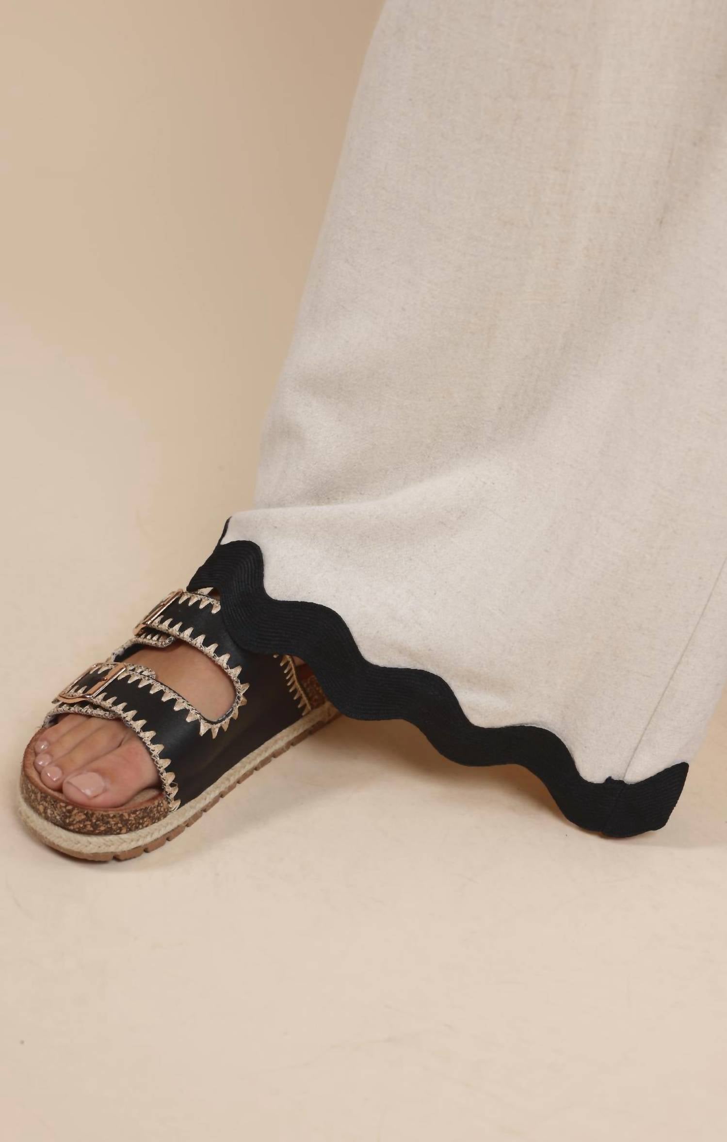 Sadie & Sage - Linen Ric Rac Trim Pant