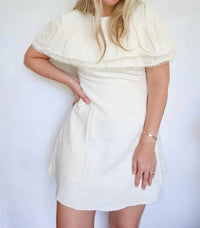 Tcec - Eleanor Pleated Capelet A-Line Mini Dress
