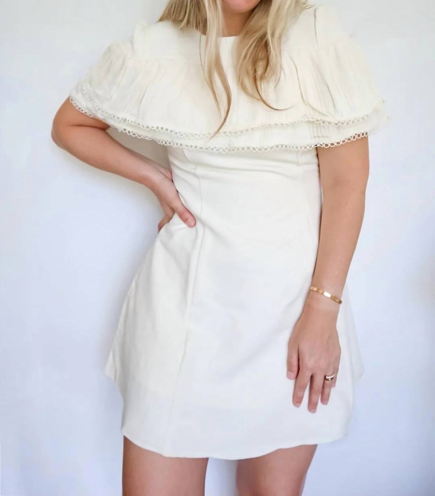 Tcec - Eleanor Pleated Capelet A-Line Mini Dress