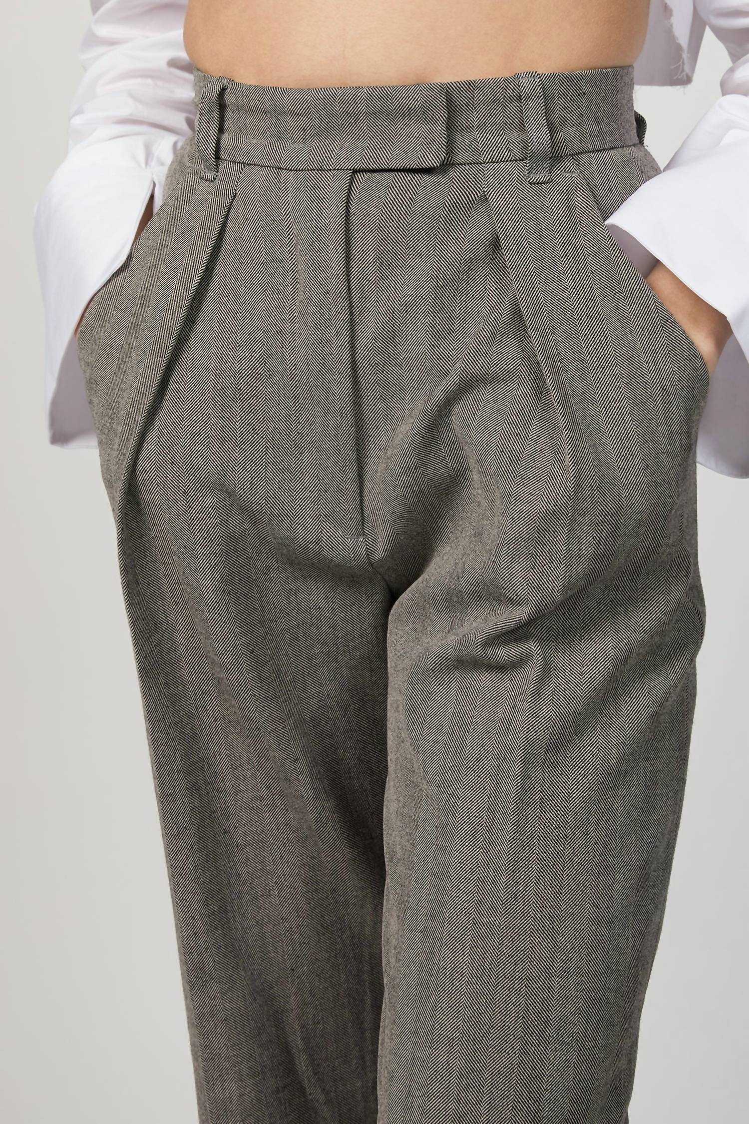 HERRINGBONE SUIT PANTS