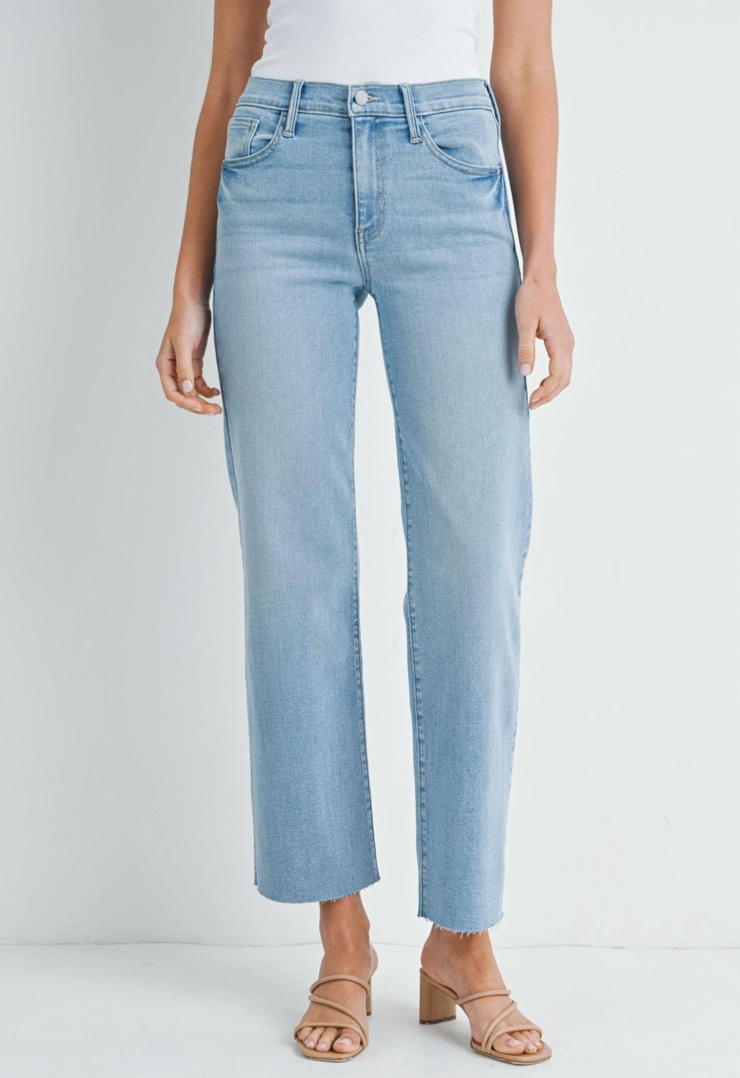 Just Black Denim - Slim Palazzo With Cut Hem Denim Jean