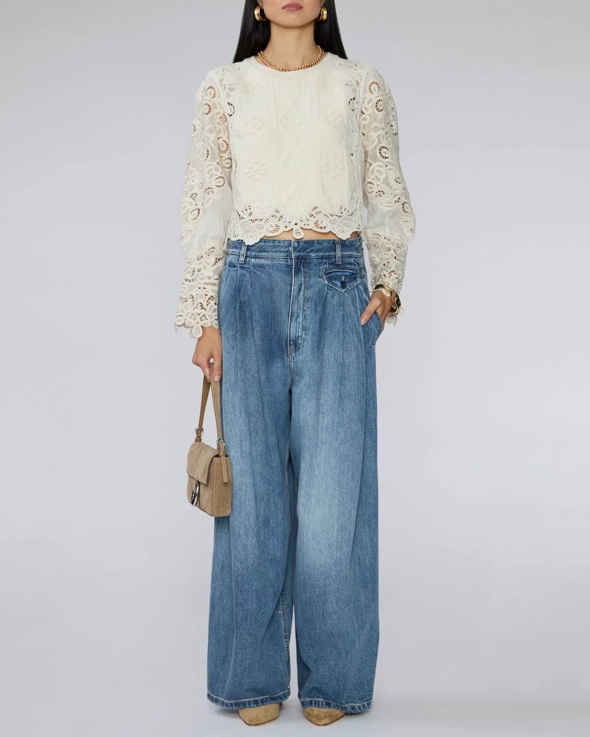 Sea - Vania Lace Combo Sleeve Sweater