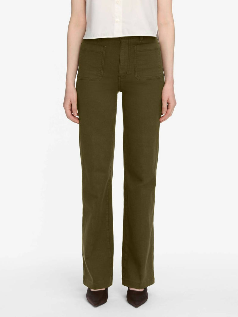 FRAME Refined Wide Leg Trouser in tree moss - women's pants
