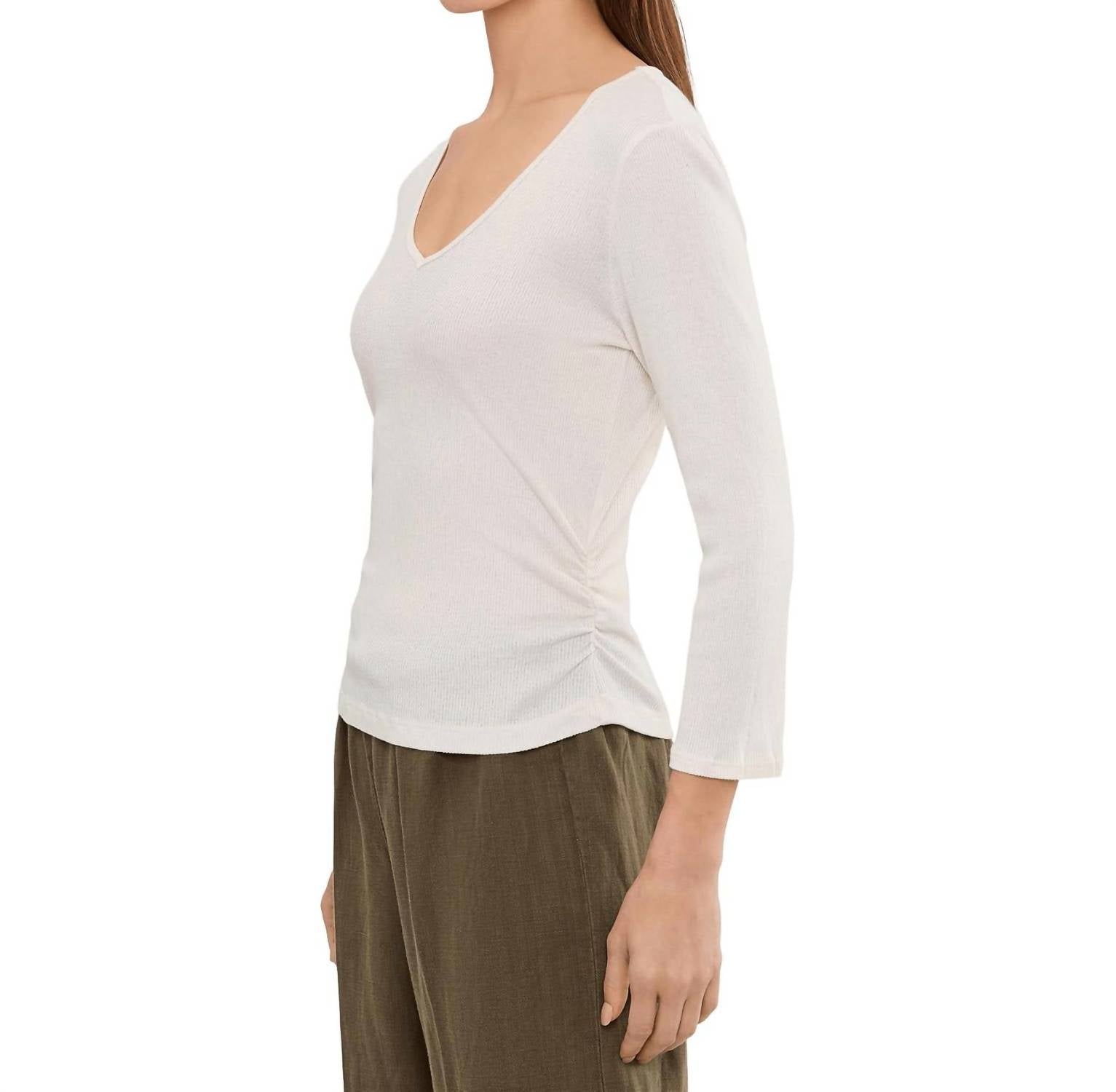Michael Stars - Sylvie V-neck Shirred Sides Tee