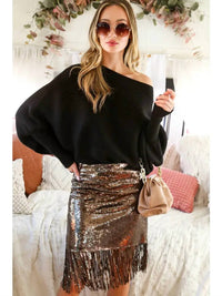 Vine & Love - Boat Neck Loose Fit Sweater