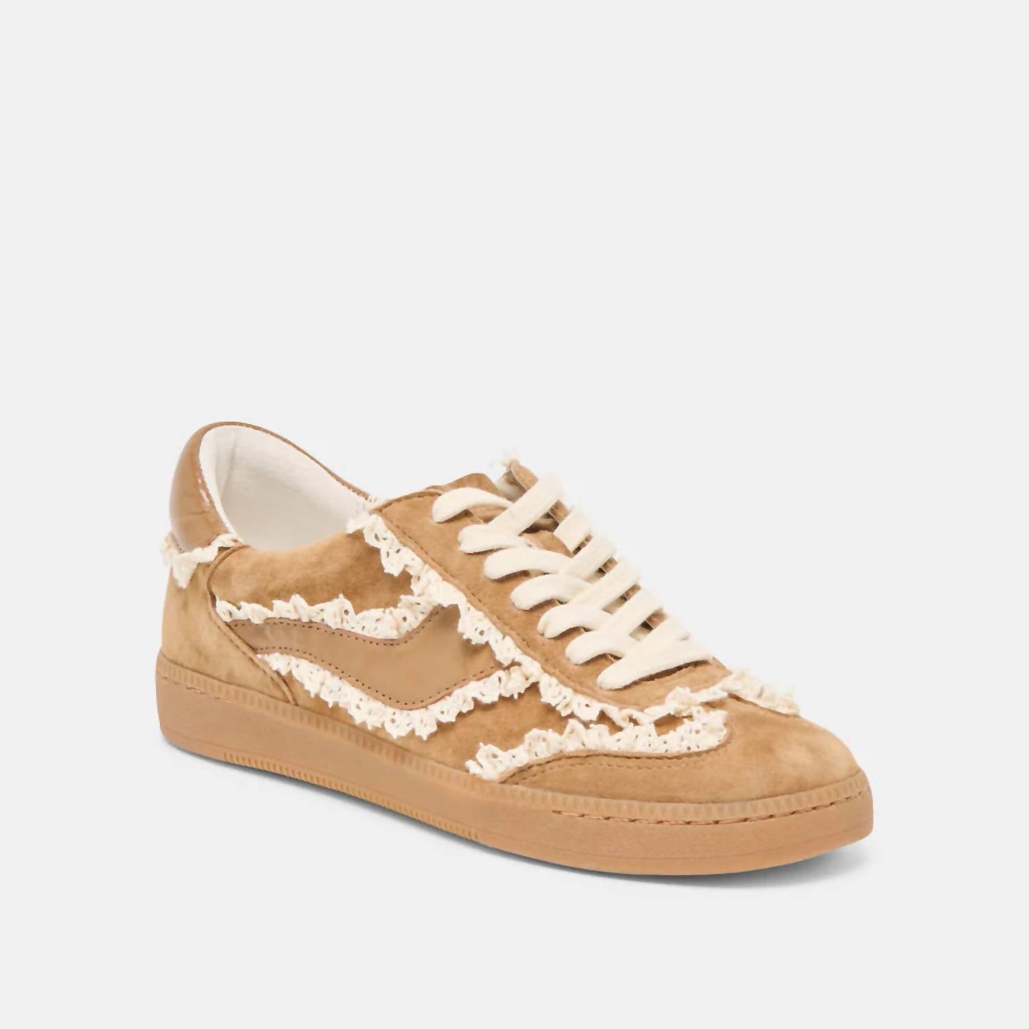 Dolce Vita Women's Notice Lace Sneaker in brown suede - women's sneaker - detail view