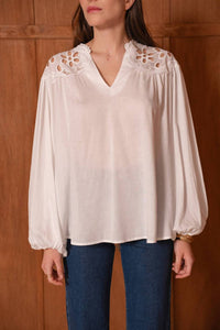 Attentif - Openwork Lace Blouse