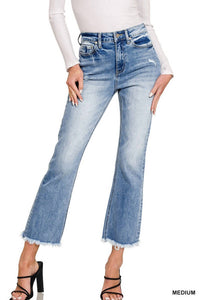 ZENANA Vera High Rise Straight Cropped Jeans in denim - women's jeans