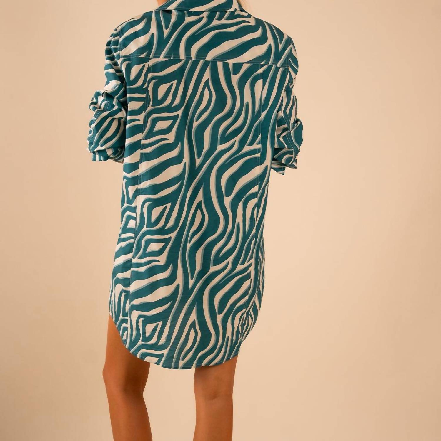 Care Tucker - Preslie Poplin Shirt Dress - Shaded Zebra