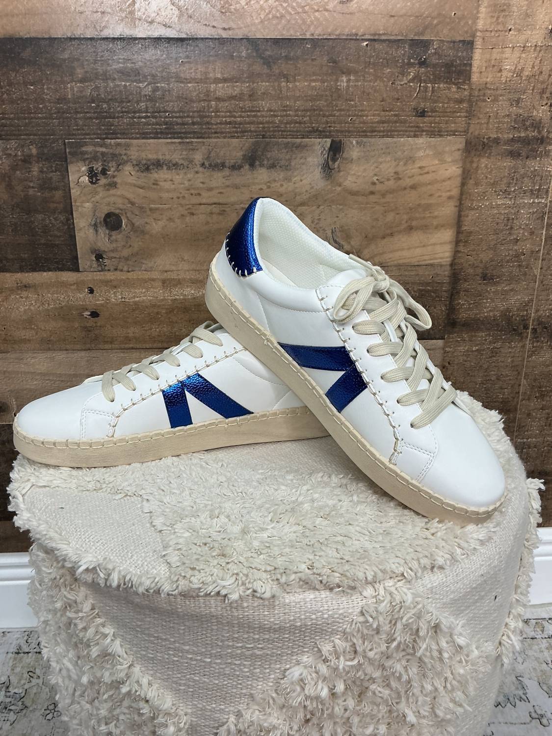 Corkys Footwear Women's Friend Zone Sneaker in white blue - women's sneaker - alternate view
