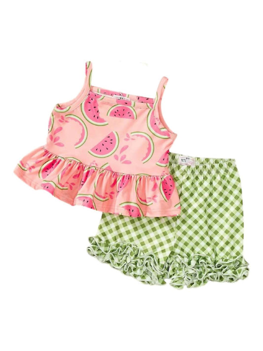 Pete + Lucy - Girl's Watermelon Picnic Short Set