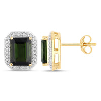 Diana M Jewels Women's Octagon Natural Tourmaline Stud Earrings (3.57 Ct) - Signature Plus in 14k yellow gold - women's jewelry - alternate view