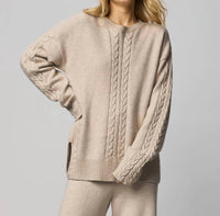 Splendid Jet Set Crewneck Sweater in cappuccino heather - women's sweater