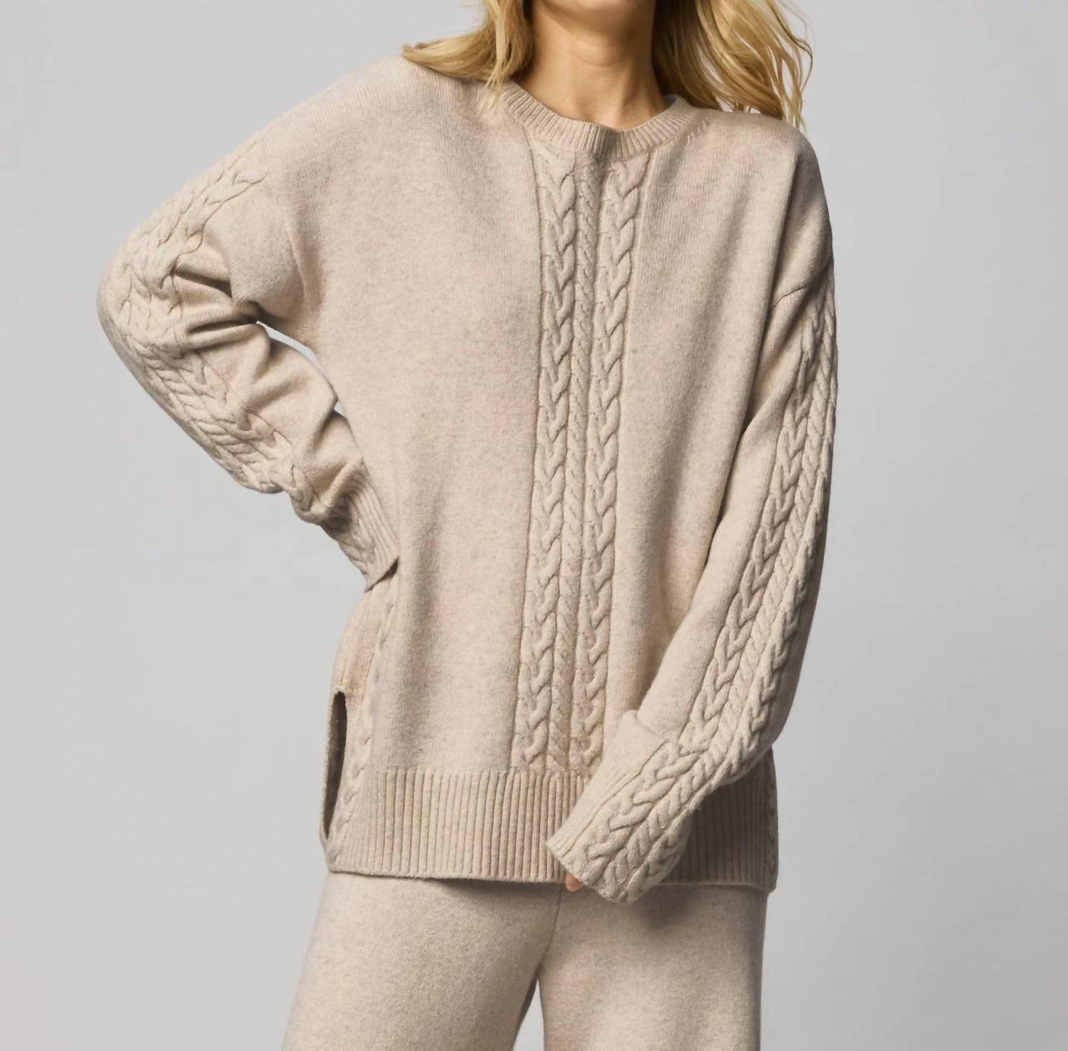 Splendid Jet Set Crewneck Sweater in cappuccino heather - women's sweater