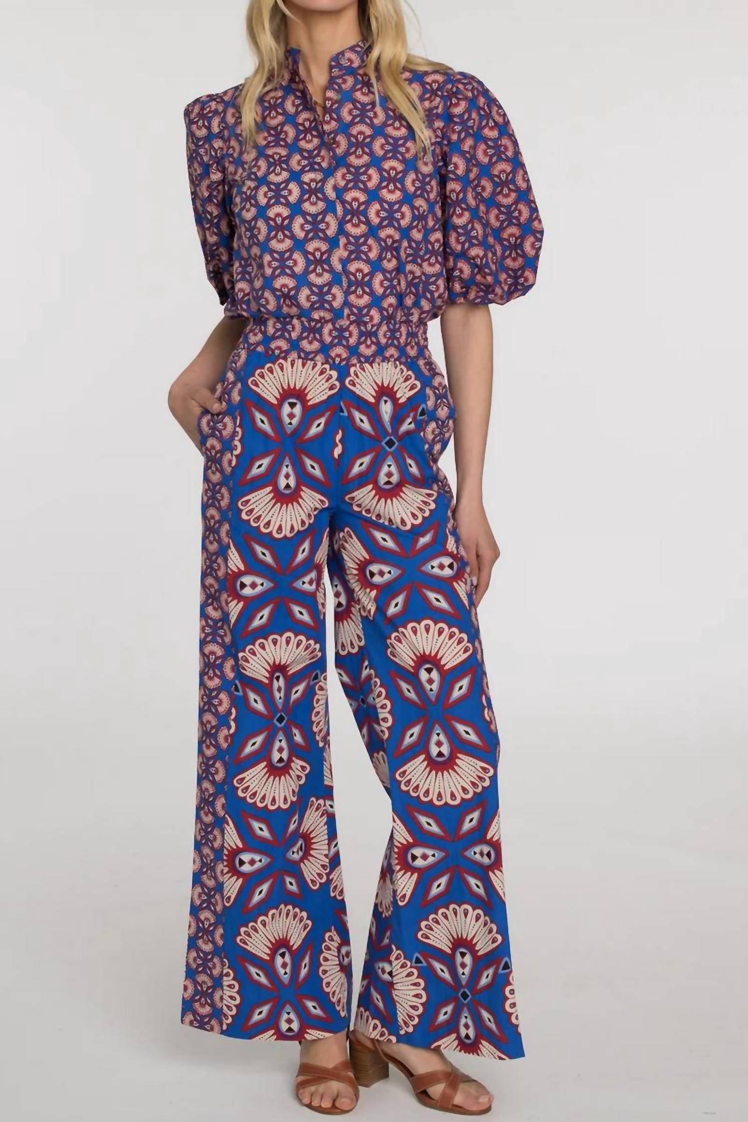 Elizabeth James The Label Sutton Pants in sapphire feather - women's pants - alternate view