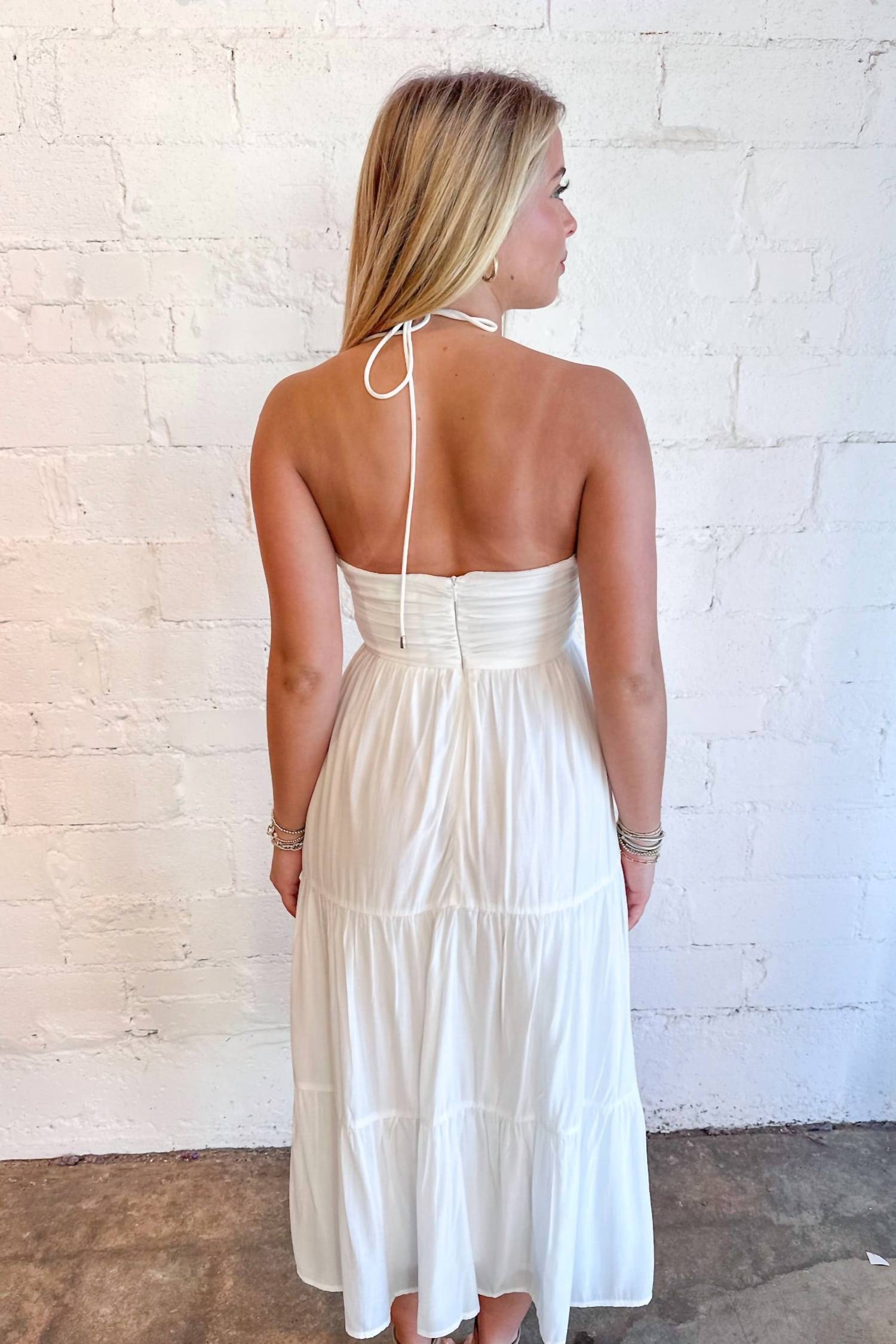 Day + Moon - Haltered Ruched Midi Dress