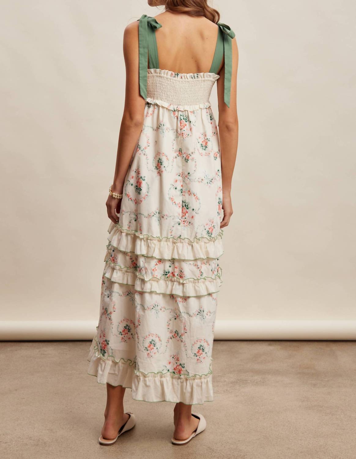 Listicle - Floral Smocked Tiered Maxi Dress