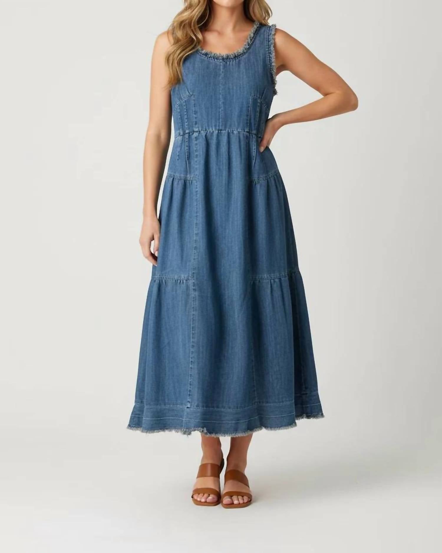 Easel - Sleeveless Midi Denim Dress