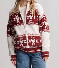 BAREFOOT DREAMS Unisex CozyChic Disney Mickey Fair Isle Sweater in white and red - women's top