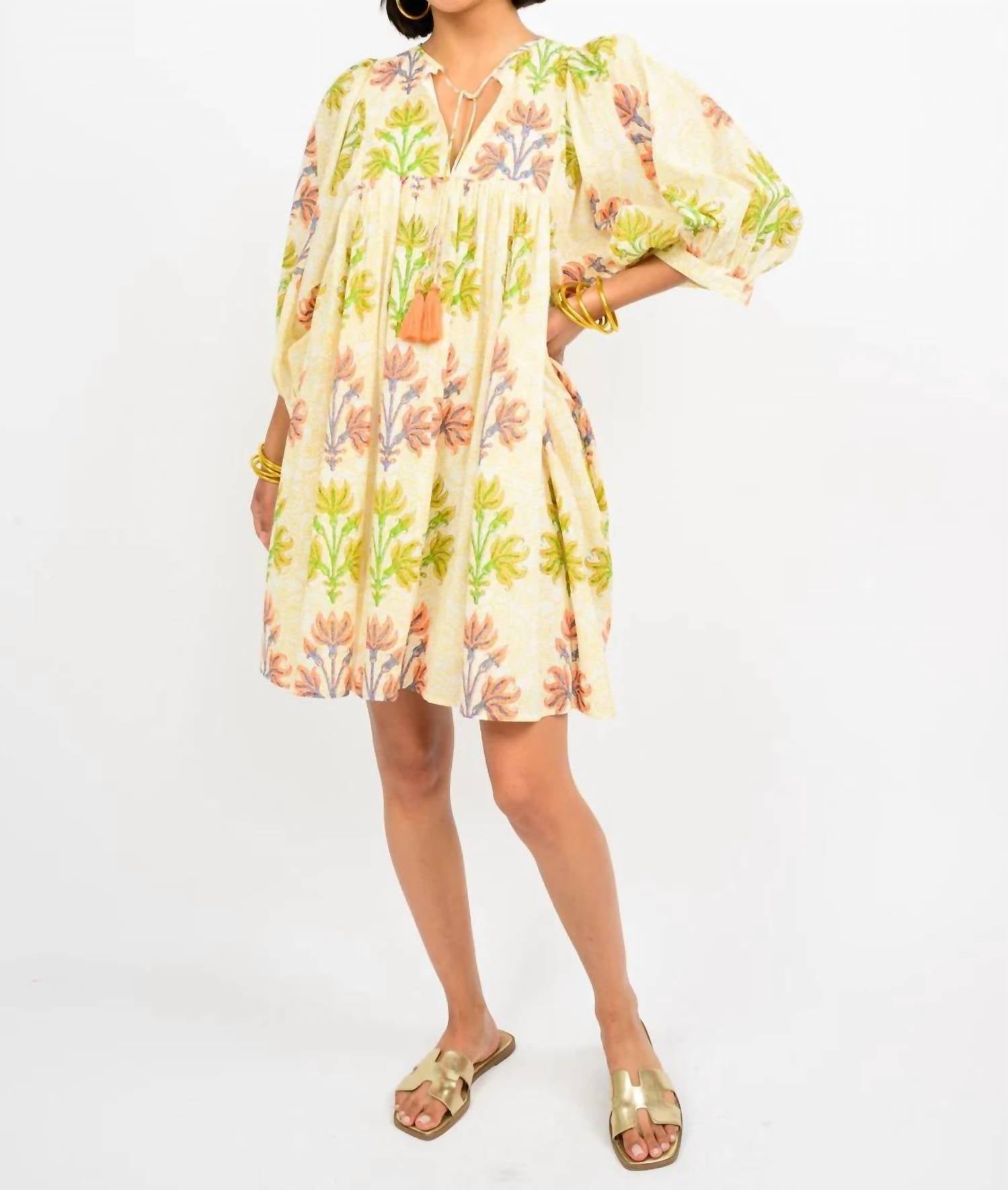 Uncle Frank BREEZY BLOCK PRINT DRESS in gold - women's dress - alternate view