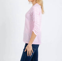 Elliott Lauren - Crissy Crew Neck Ruched Sleeve Tee