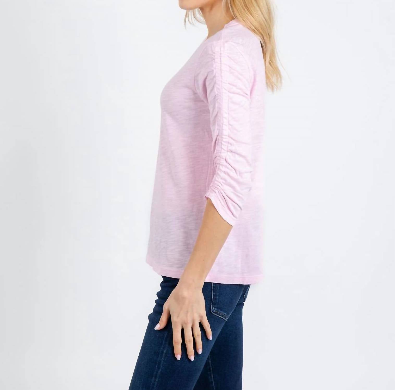 Elliott Lauren - Crissy Crew Neck Ruched Sleeve Tee