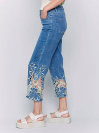 Charlie B - Lace Side Cut Flare Jeans