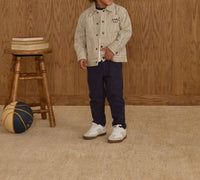Rylee + Cru Chore Coat in navy pinestripe - kids' jacket