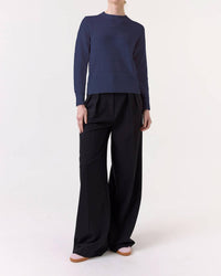 Wispr Tilly Textured Stripe Crew Neck Sweater in navy - women's sweater