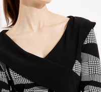 Joseph Ribkoff Shawl Collar Dress in black white - women's dress - view 4