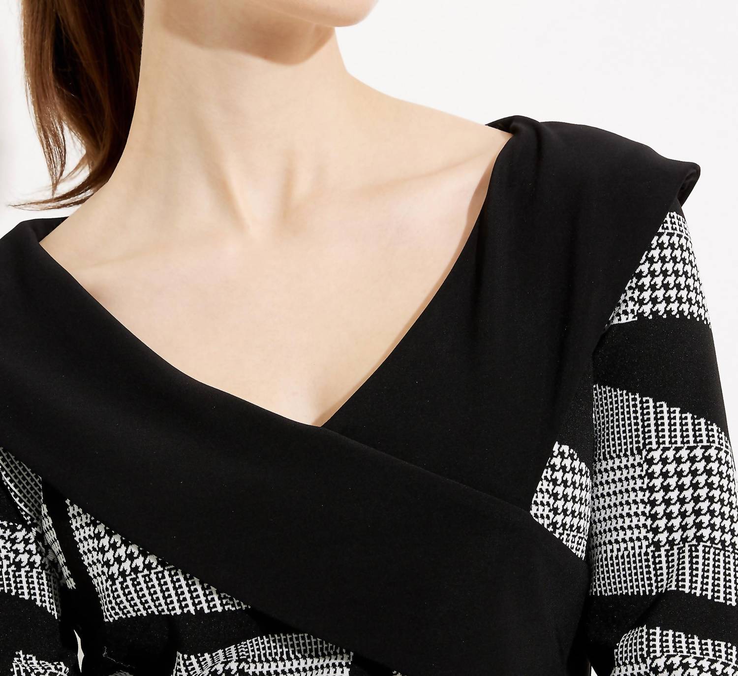 Joseph Ribkoff Shawl Collar Dress in black white - women's dress - view 4