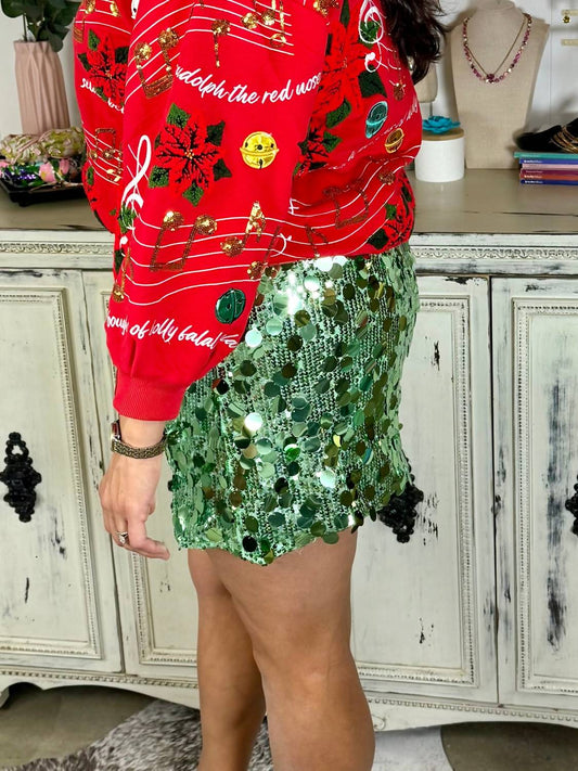 White Birch - Women's High Waisted Sequin Skirt