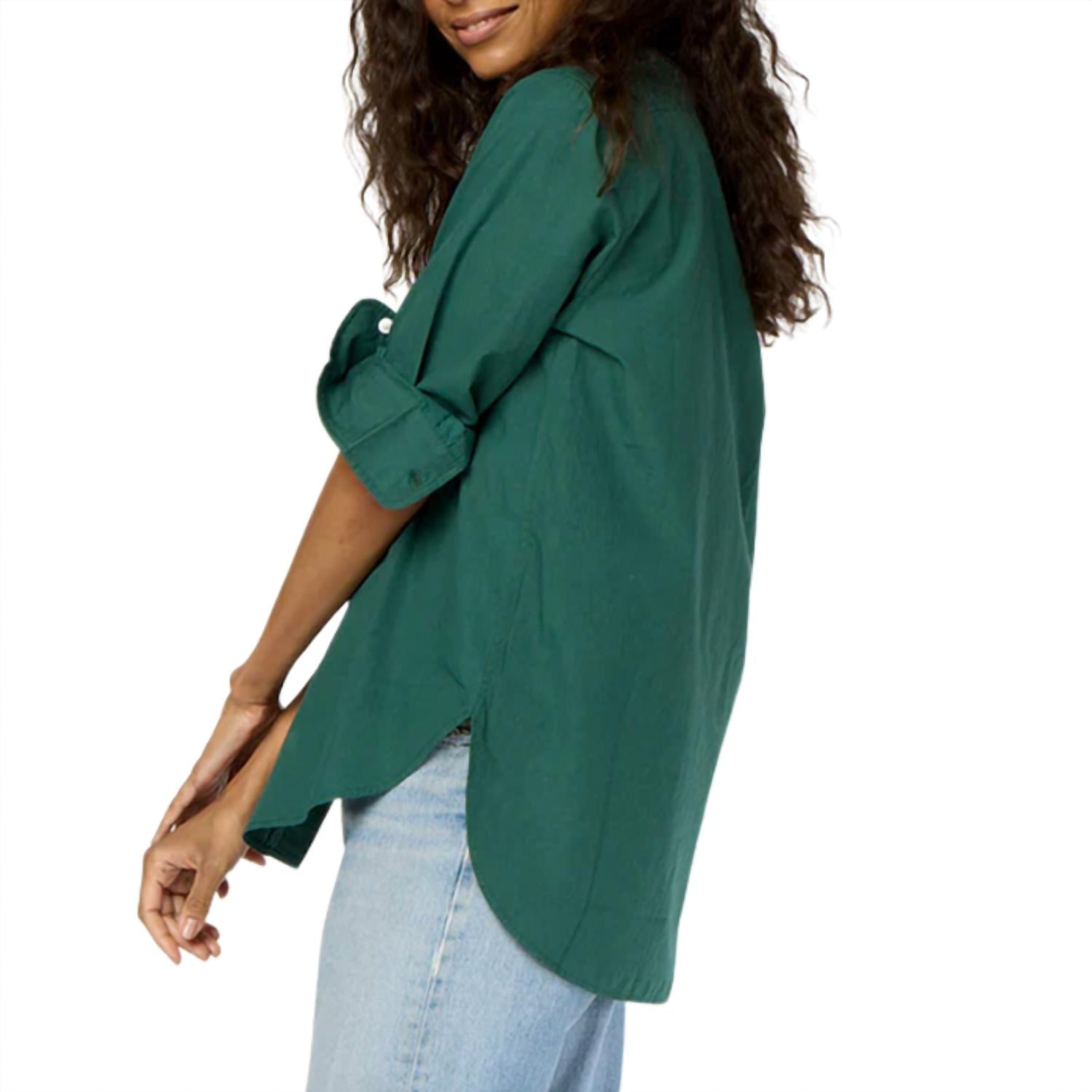KERRI ROSENTHAL Women's Mia Max Heart Shirt in emerald - women's shirt - alternate view