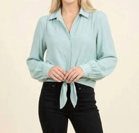 Maven West - Tie-front Button-down Blouse