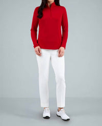 Ibkul - Zip Mock Neck Solid Top