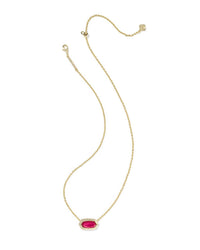 Kendra Scott ELISA BEZEL SHORT PENDANT NECKLACE in gold carmine red illusion - women's jewelry - detail view