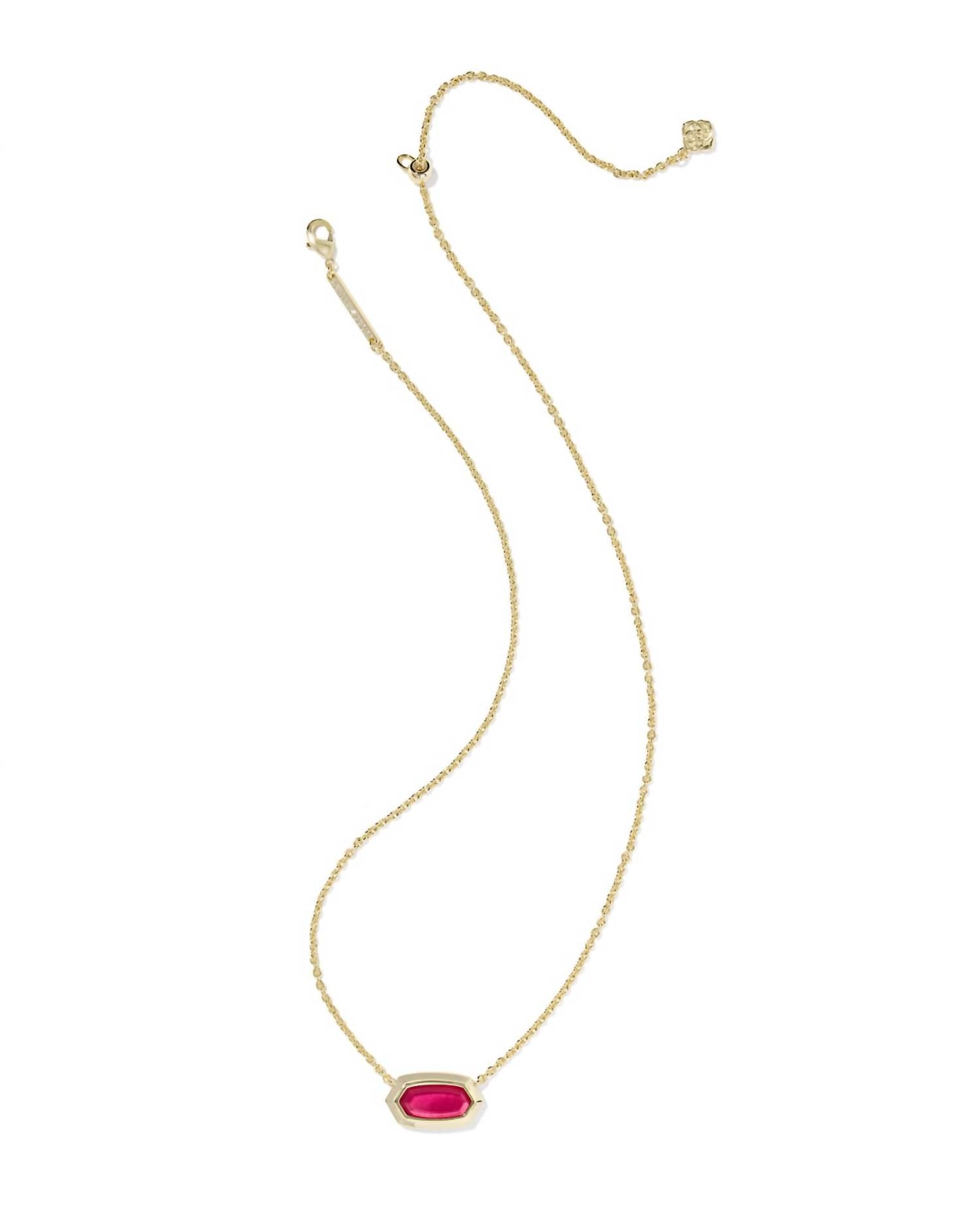 Kendra Scott ELISA BEZEL SHORT PENDANT NECKLACE in gold carmine red illusion - women's jewelry - detail view
