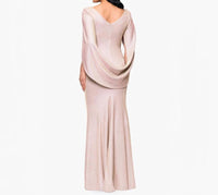 Betsy & Adam - Gracie Metallic Glitter Draped Gown
