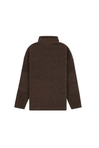 AMUNDSEN Men's V-bond Waxed Fleece Hoodie in cowboy - men's shirt - detail view