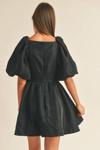 Miou Muse - Balloon Sleeve Knot Detail Mini Dress