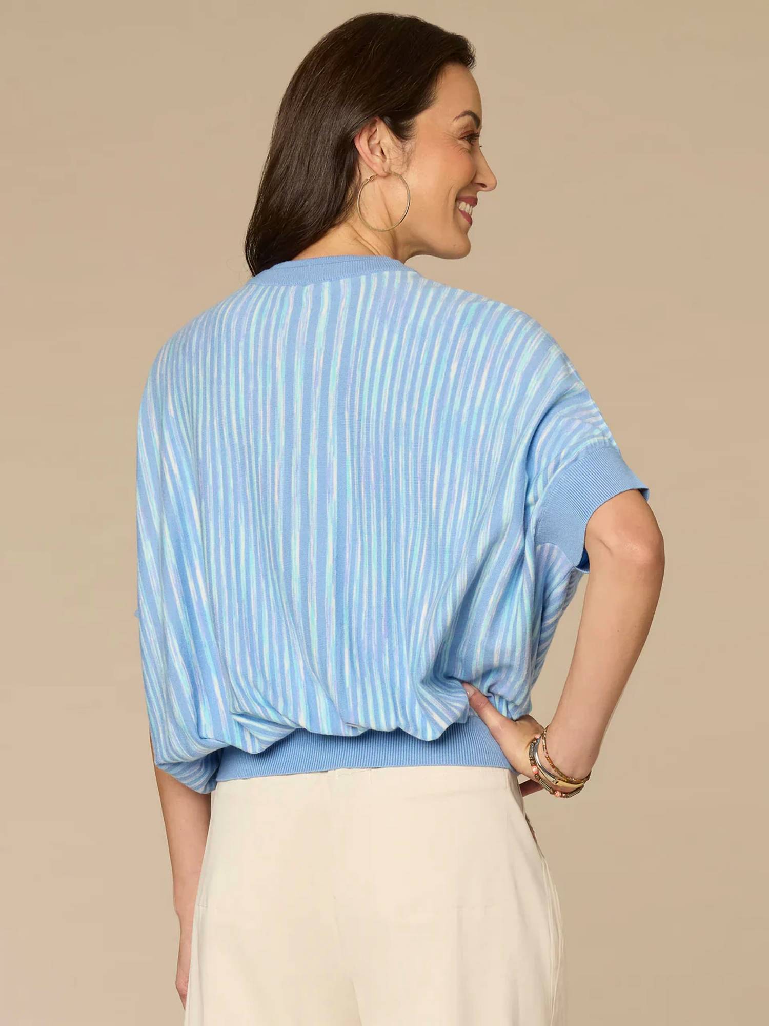 Democracy - Short Dolman Sleeve Double Round Neck Two Tone Space Dye Sweater